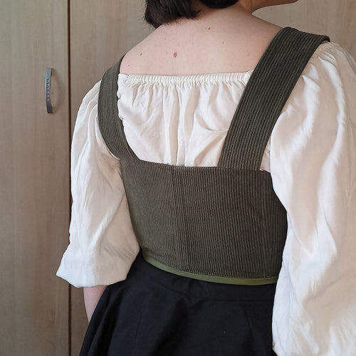 Olive Green Corduroy Front-Lace Corset Top